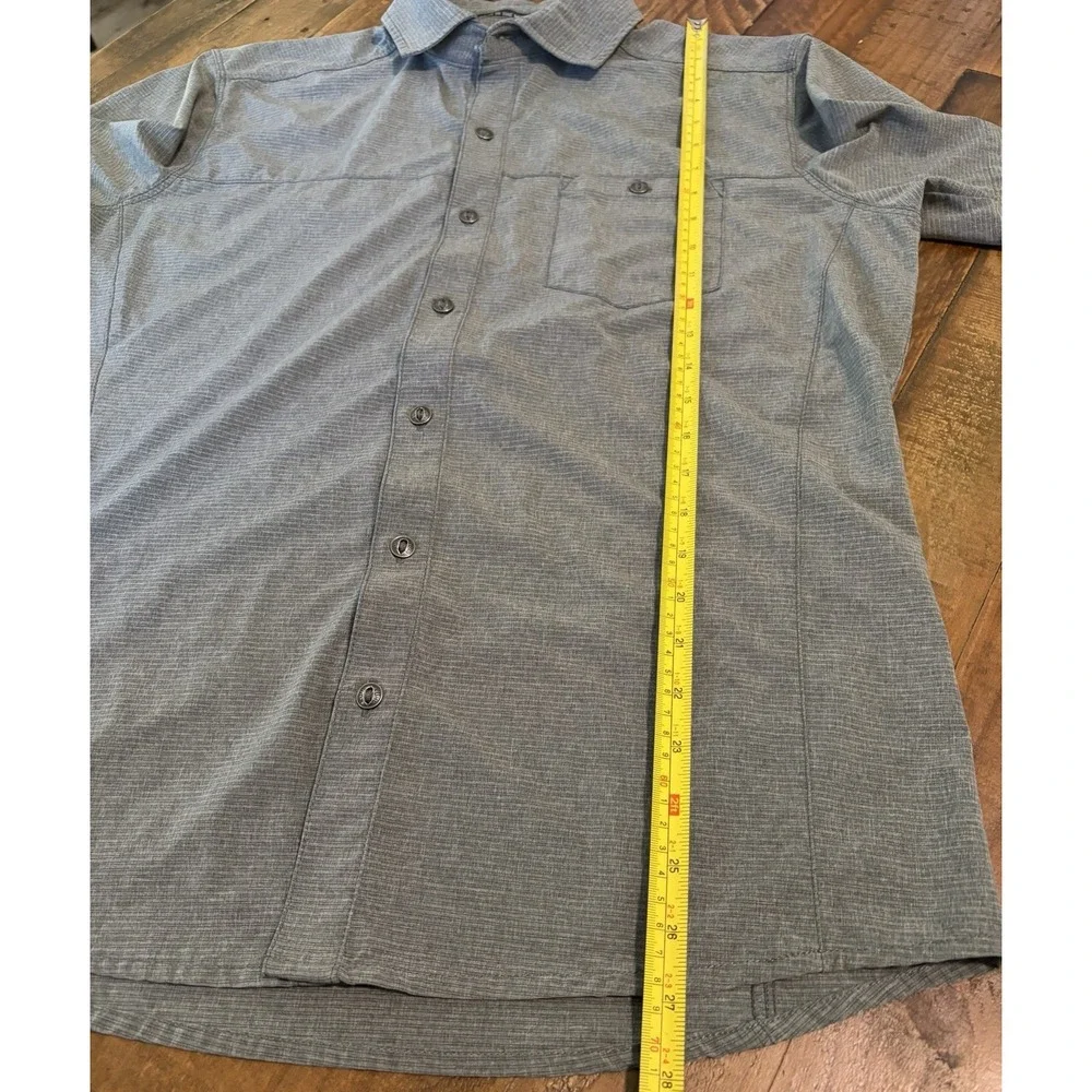Kuhl Shirt Mens Medium Gray Short Sleeve Button Pocket Optimizr tapered wick upf - Picture 8 of 11